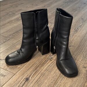 Marc Fisher Black Heeled Leather Boots